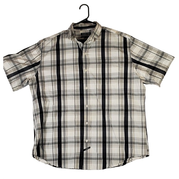 Ecko Unltd Other - Ecko Unltd Mens 2X Large Plaid Short Sleeve Button Up Shirt Black White Gray